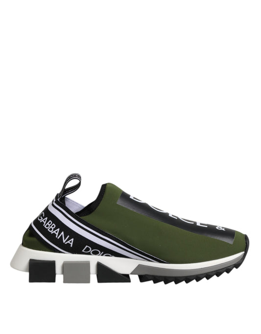 Dolce & Gabbana Men's Low Top Nylon Polyurethane Viscose & Rubber Sneakers - Black Green
