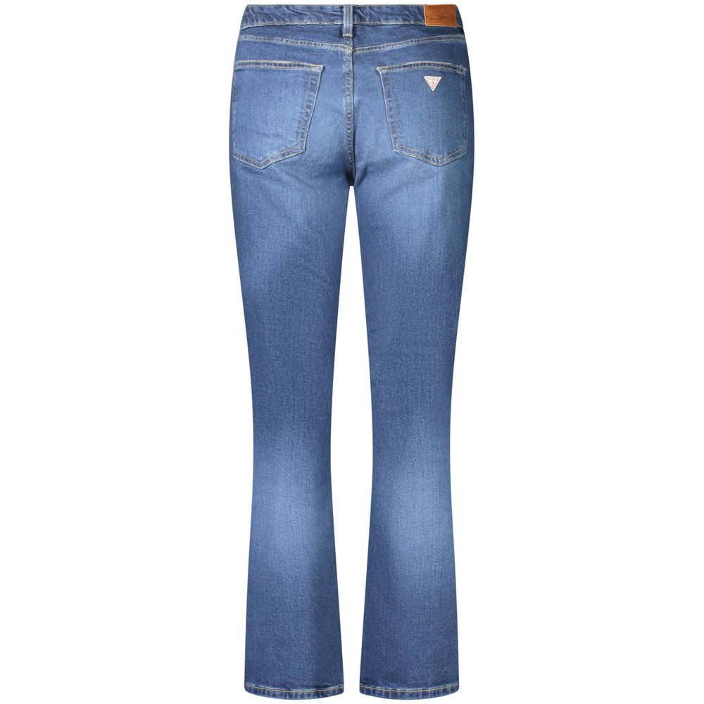 Jeans by Guess Jeans for women in stretch denim cotton blue features an refined tailoring silhouette, showcasing a premium straight-leg with a mid rise and long cut for a refined tailoring look.