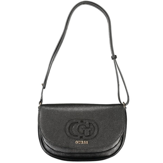 Handbag by Guess Jeans for women in polyethylene black features a signature silhouette, showcasing a secure clasp and signature built-in-compartments, external-pockets, internal-pockets & cardholder with versatile shoulder-strap & adjustable-strap for a sophisticated look.