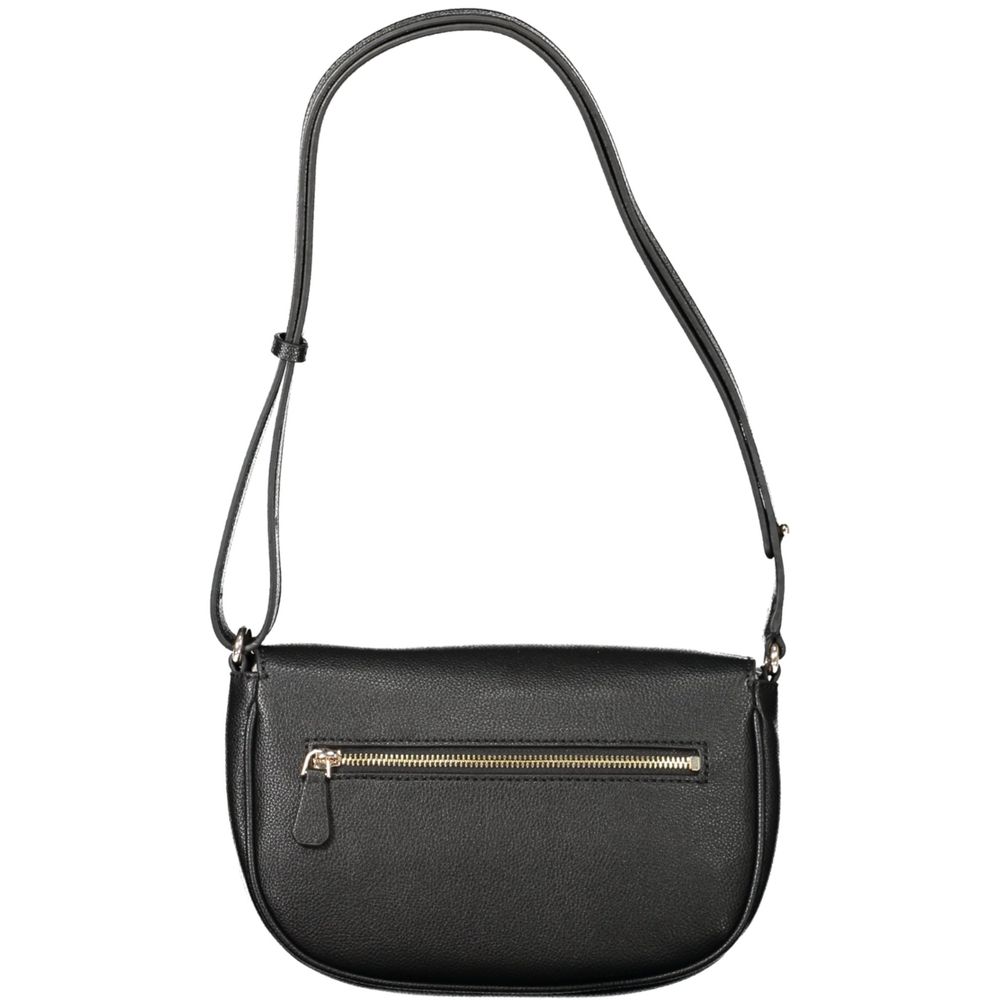 Handbag by Guess Jeans for women in polyethylene black features a refined silhouette, showcasing a secure clasp, organized built-in-compartments, external-pockets, internal-pockets & cardholder, and versatile shoulder-strap & adjustable-strap for a refined finish.