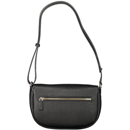 Handbag by Guess Jeans for women in polyethylene black features a refined silhouette, showcasing a secure clasp, organized built-in-compartments, external-pockets, internal-pockets & cardholder, and versatile shoulder-strap & adjustable-strap for a refined finish.