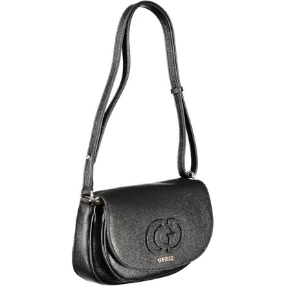 Handbag by Guess Jeans for women in polyethylene black presents a ornamental silhouette, showcasing a secure clasp, ample built-in-compartments, external-pockets, internal-pockets & cardholder, and versatile shoulder-strap & adjustable-strap for a ornamental finish.