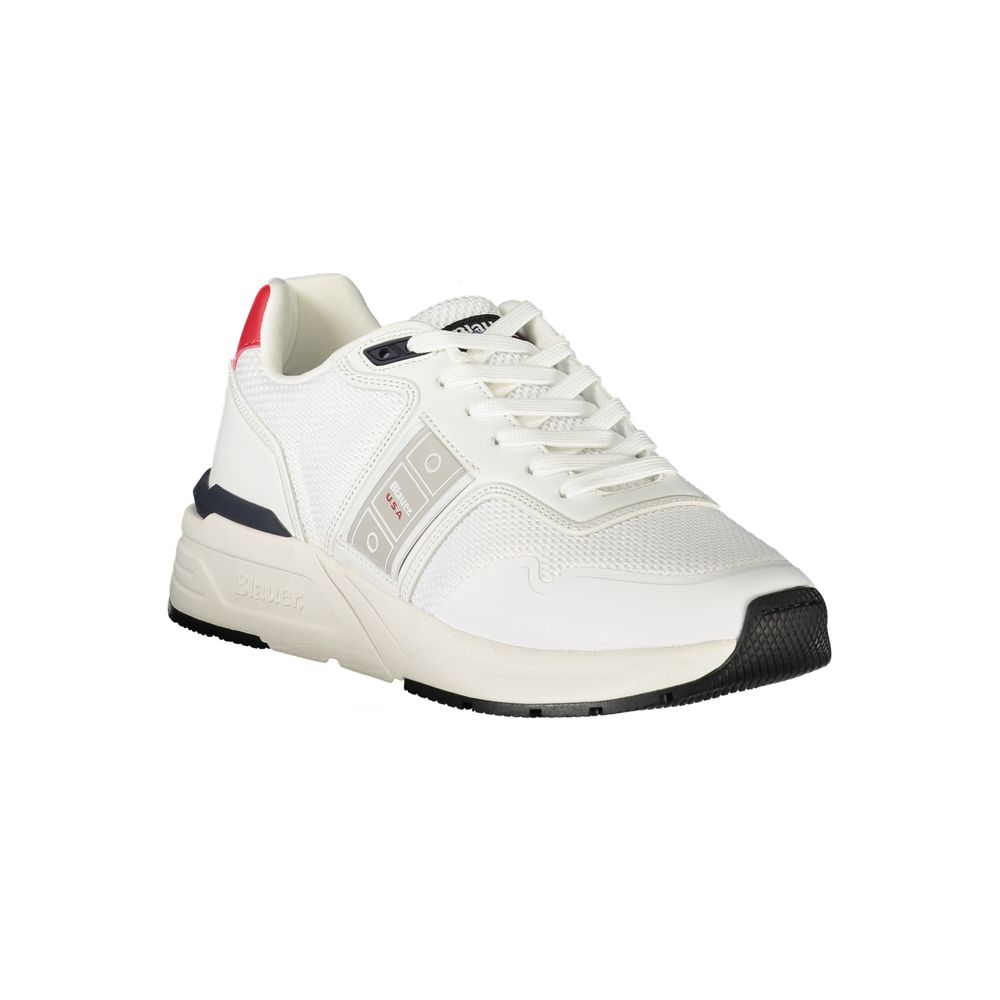 Sneakers by Blauer for men in polyester & polyethylene white features an sumptuous silhouette, showcasing the premium Men's Fashion Polyester & Polyethylene Sneakers in a sumptuous fashion style that offers a sumptuous finish for refined style.