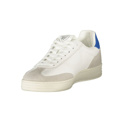 Sneakers by Blauer for men in polyethylene polyester leather blue & white features an opulent silhouette from the Men's Fashion Polyethylene Polyester Leather Sneakers collection, showcasing a signature fashion style with an opulent finish.