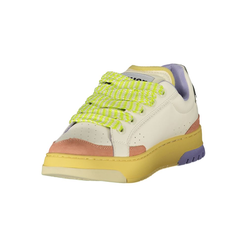 Sneakers by Blauer for women in polyester polyethylene leather cream, pink & white presents a sumptuous silhouette, artfully capturing the essence of the Women's Fashion Polyester Polyethylene Leather Sneakers with its sumptuous fashion style design.