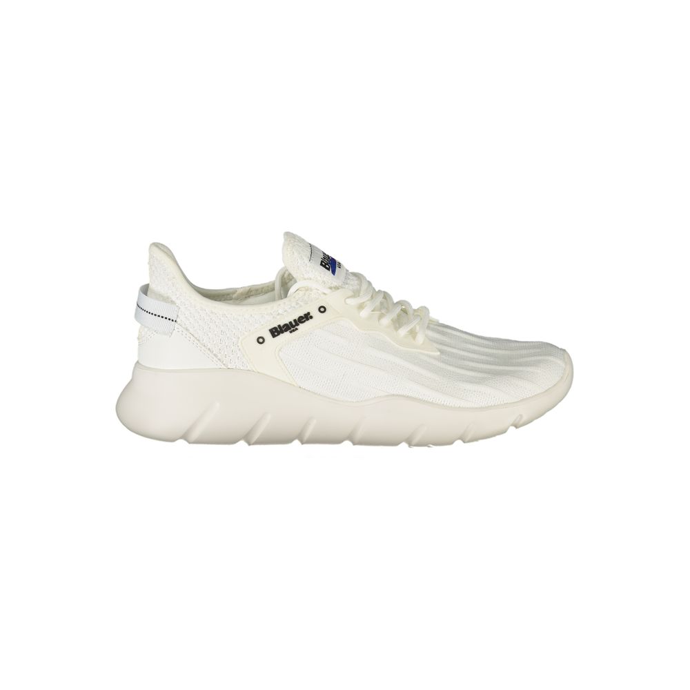 Sneakers by Blauer for men in polyester & polyethylene white features an opulent silhouette from the Men's Fashion Polyester & Polyethylene Sneakers collection, showcasing a signature fashion style with an opulent finish.