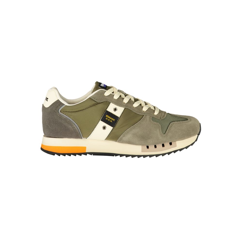 Blauer Men's Athletic Polyester Polyurethane Leather Sneakers - Green Print