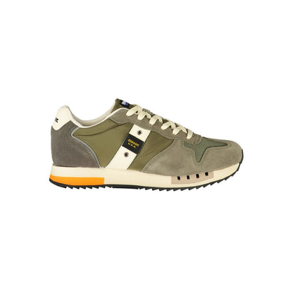 Blauer Men's Athletic Polyester Polyurethane Leather Sneakers - Green Print
