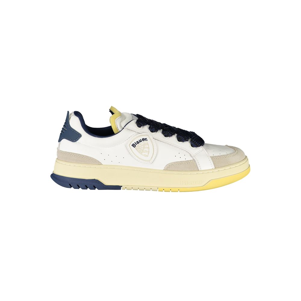 Sneakers by Blauer for men in polyester polyethylene leather blue & white features a sumptuous design, perfectly showcasing the sumptuous low-top style of this Men's Low-Top Polyester Polyethylene Leather Sneakers.