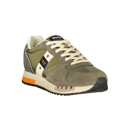 Blauer Men's Athletic Polyester Polyurethane Leather Sneakers - Green Print