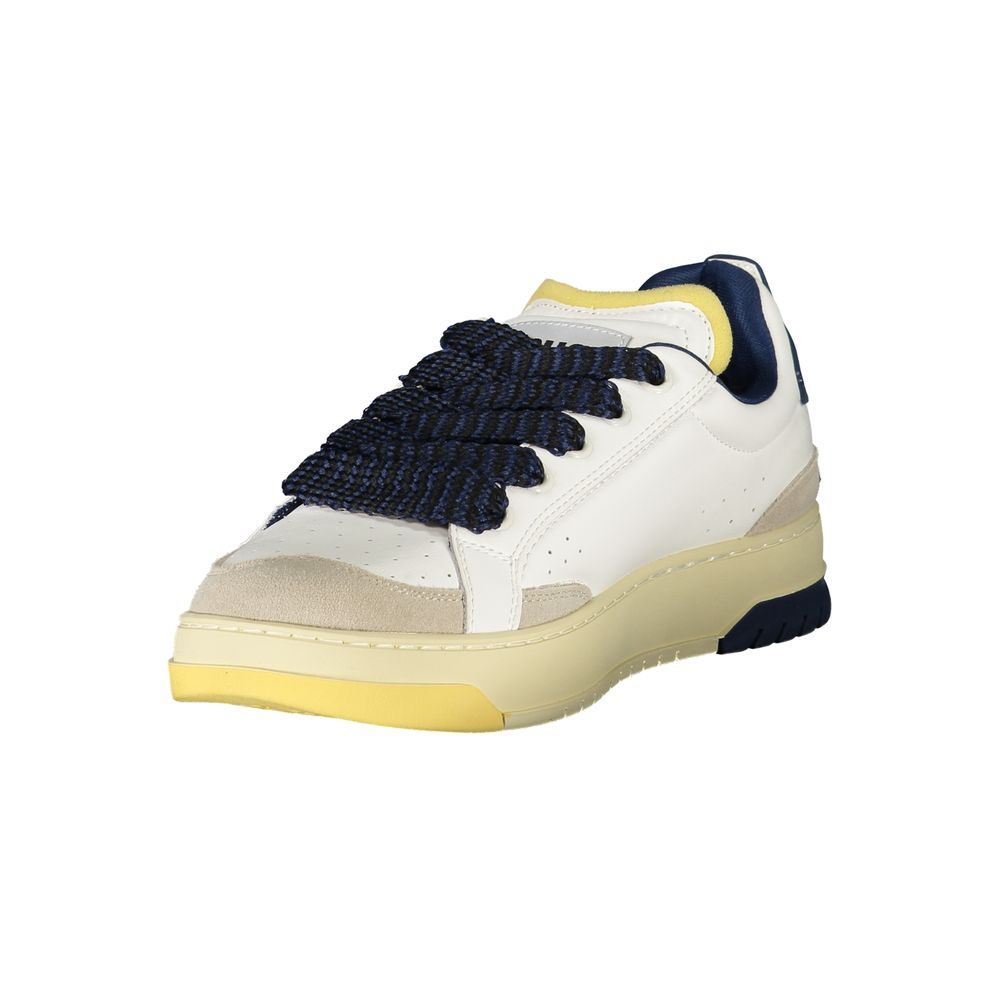 Sneakers by Blauer for men in polyester polyethylene leather blue & white features an opulent silhouette from the Men's Low-Top Polyester Polyethylene Leather Sneakers collection, showcasing a signature low-top style with an opulent finish.