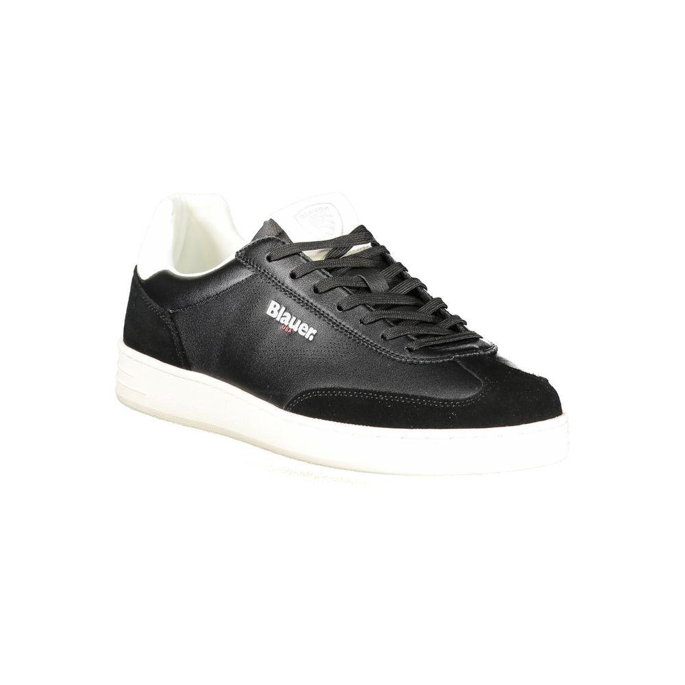 Sneakers by Blauer for men in polyester polyethylene leather black & white presents a sumptuous silhouette as Men's Low-Top Polyester Polyethylene Leather Sneakers, expertly defined by a sumptuous low-top style for a sumptuous, high-fashion look.