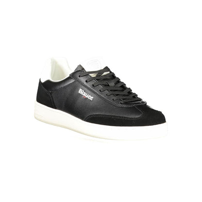 Sneakers by Blauer for men in polyester polyethylene leather black & white presents a sumptuous silhouette as Men's Low-Top Polyester Polyethylene Leather Sneakers, expertly defined by a sumptuous low-top style for a sumptuous, high-fashion look.