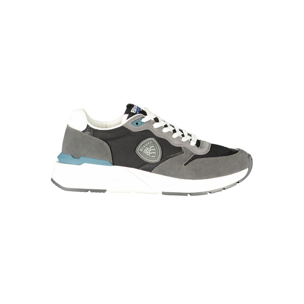 Sneakers by Blauer for men in polyester polyethylene leather black presents a sumptuous silhouette from the Men's Fashion Polyester Polyethylene Leather Sneakers collection, showcasing a sumptuous fashion style for an elevated aesthetic.