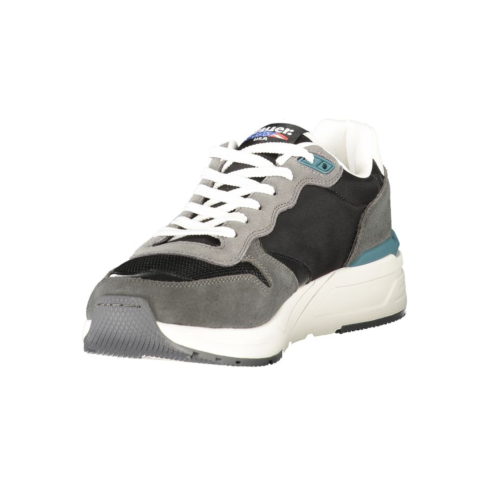 Sneakers by Blauer for men in polyester polyethylene leather black presents a sumptuous silhouette, artfully capturing the essence of the Men's Fashion Polyester Polyethylene Leather Sneakers with its sumptuous fashion style design.