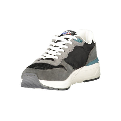 Sneakers by Blauer for men in polyester polyethylene leather black presents a sumptuous silhouette, artfully capturing the essence of the Men's Fashion Polyester Polyethylene Leather Sneakers with its sumptuous fashion style design.