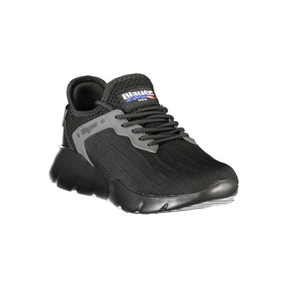 Sneakers by Blauer for men in polyester & polyethylene black & print presents a sumptuous silhouette from the Men's Athletic Polyester & Polyethylene Sneakers collection, showcasing a sumptuous athletic style for an elevated aesthetic.