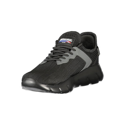 Sneakers by Blauer for men in polyester & polyethylene black & print features an sumptuous silhouette, showcasing the premium Men's Athletic Polyester & Polyethylene Sneakers in a sumptuous athletic style that offers a sumptuous finish for refined style.