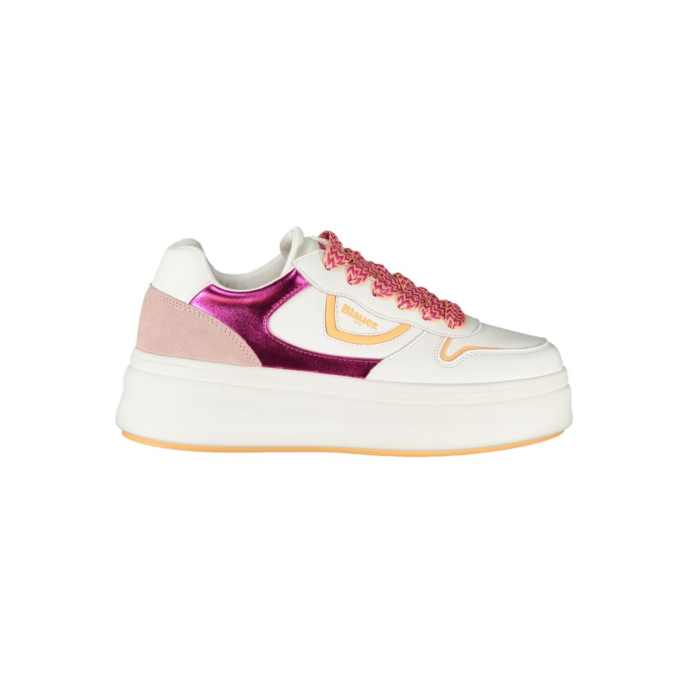Sneakers by Blauer for women in polyester polyethylene leather fuchsia, pink & white features an sumptuous silhouette, showcasing the premium Essence Women's Fashion Polyester Polyethylene Leather Sneakers in a sumptuous fashion style that offers a sumptuous finish for refined style.