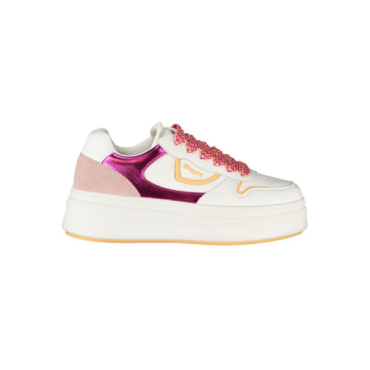 Sneakers by Blauer for women in polyester polyethylene leather fuchsia, pink & white features an sumptuous silhouette, showcasing the premium Essence Women's Fashion Polyester Polyethylene Leather Sneakers in a sumptuous fashion style that offers a sumptuous finish for refined style.