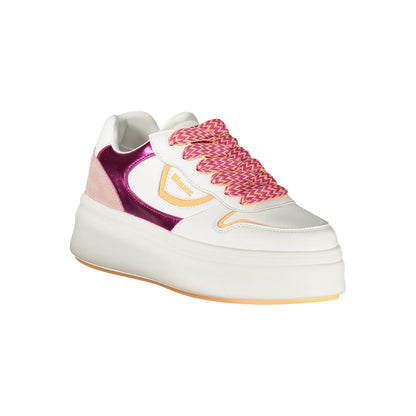 Sneakers by Blauer for women in polyester polyethylene leather fuchsia, pink & white features an sumptuous silhouette, showcasing the premium Essence Women's Fashion Polyester Polyethylene Leather Sneakers in a sumptuous fashion style that offers a sumptuous finish for refined style.