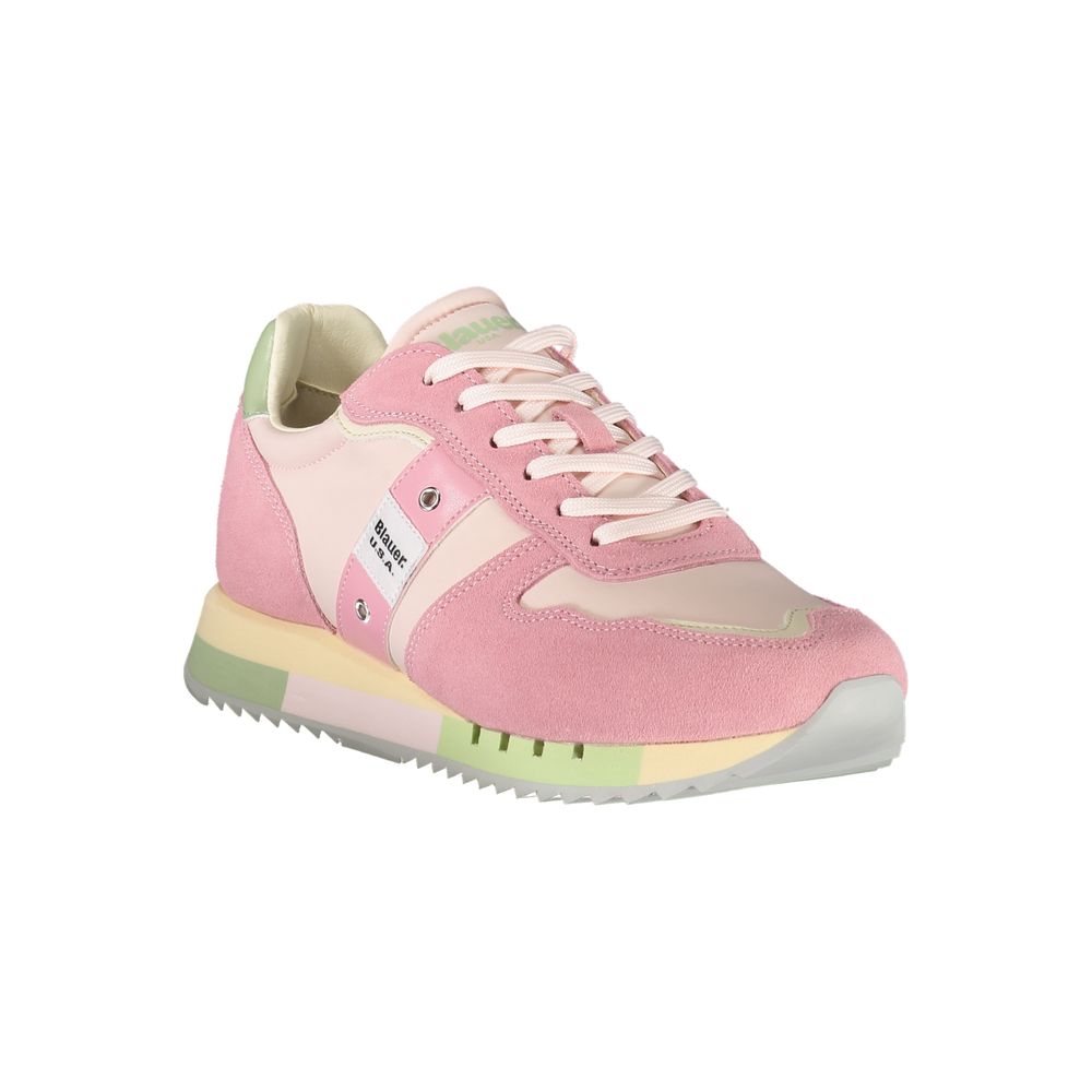 Athletic Sneakers Blauer women polyester polyethylene leather pink & print featuring a avant-garde Essence Women's Athletic Polyester Polyethylene Leather Sneakers design with a avant-garde athletic style for a refined finish.