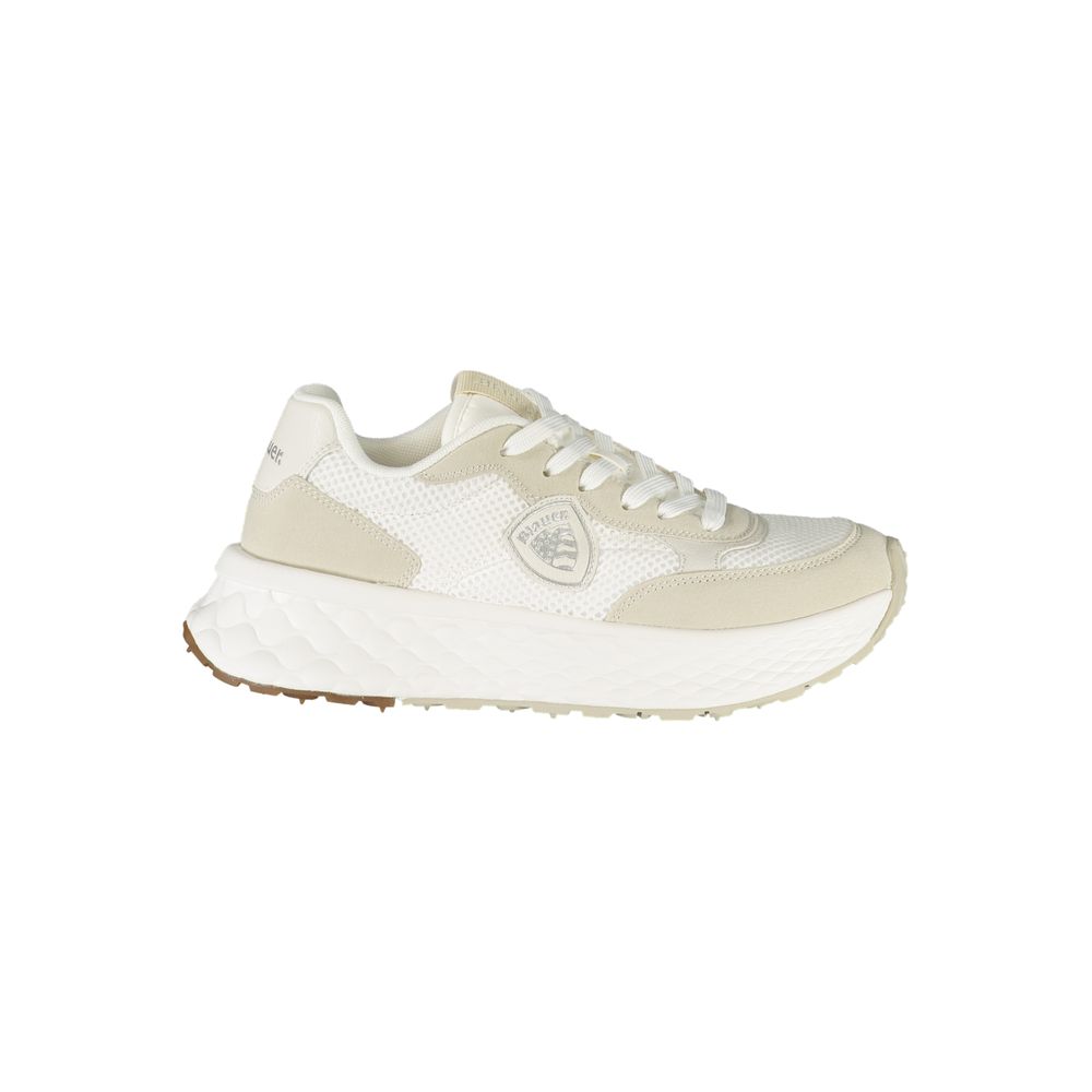Sneakers by Blauer for women in polyester & polyurethane blue & white presents a sumptuous silhouette from the Women's Chunky Polyester & Polyurethane Sneakers collection, showcasing a sumptuous chunky style for an elevated aesthetic.