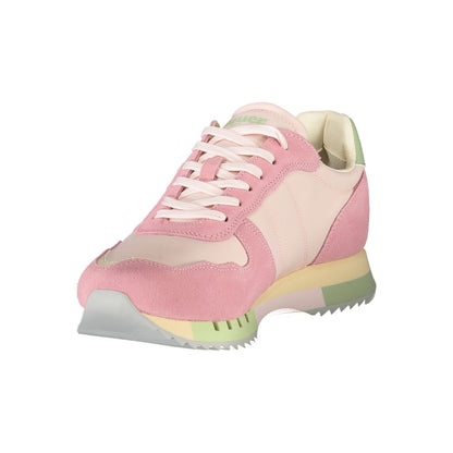 Athletic Sneakers by Blauer for women in polyester polyethylene leather pink & print presents a sleek silhouette, perfectly capturing the athletic style essence of Essence Women's Athletic Polyester Polyethylene Leather Sneakers with its sleek design and premium finish.