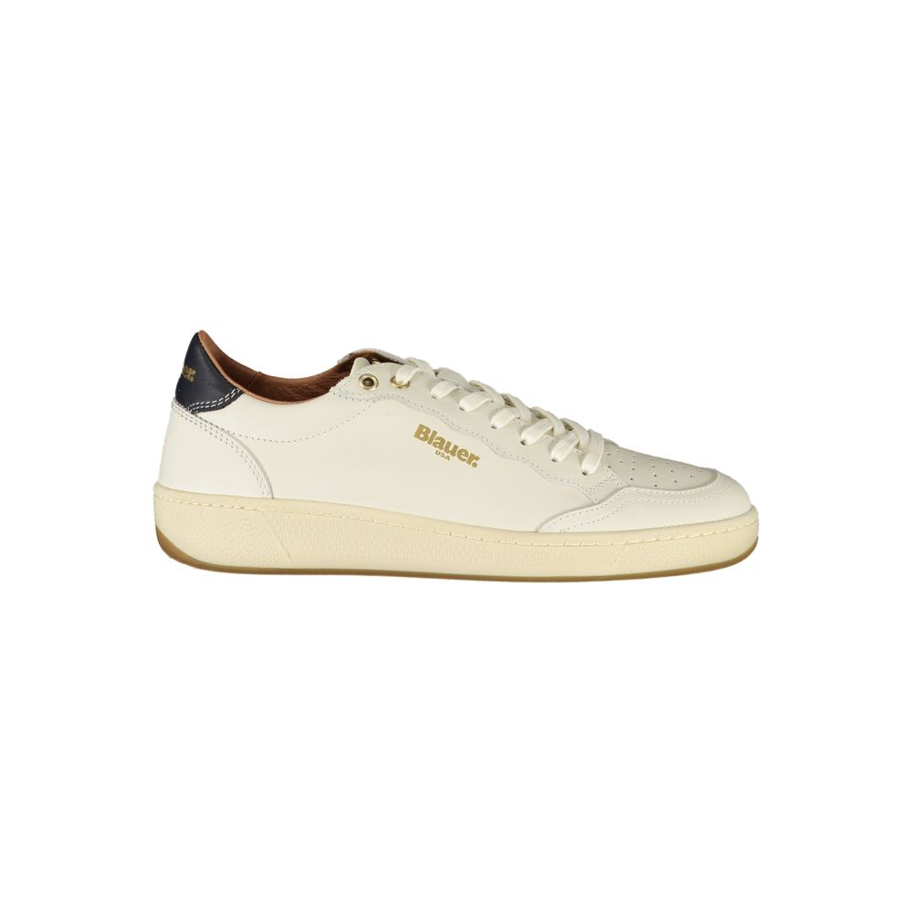 Sneakers by Blauer for women in polyester polyethylene leather black, white, signature-print & print features an opulent silhouette from the Women's Low-Top Polyester Polyethylene Leather Sneakers collection, showcasing a signature low-top style with an opulent finish.