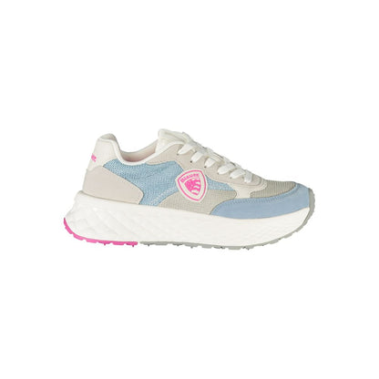 Sneakers by Blauer for women in polyester & polyurethane azzurro, fuchsia & white presents a sumptuous silhouette from the Crisp Women's Chunky Polyester & Polyurethane Sneakers collection, showcasing a sumptuous chunky style for an elevated aesthetic.
