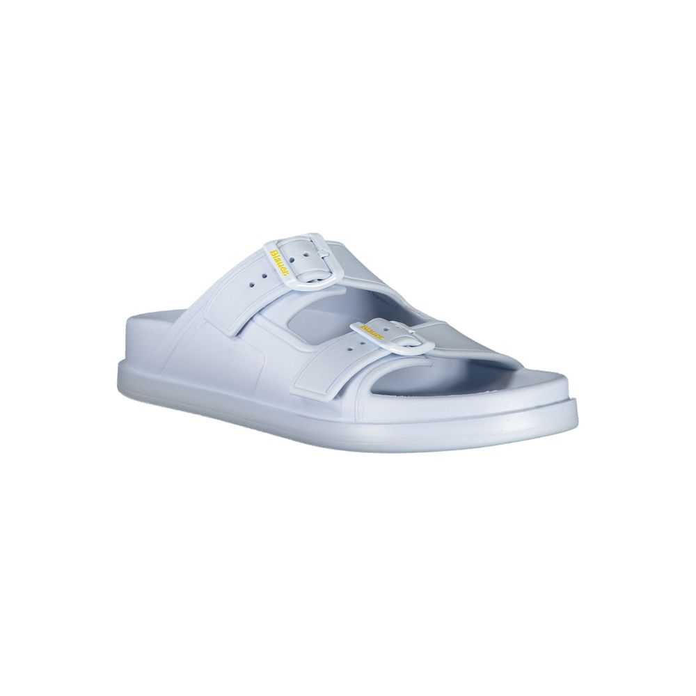 Sandals by Blauer for women in polyethylene blue & print presents a sculptural silhouette, showcasing the Women's Polyethylene Sandals design with a sculptural and for a premium look.