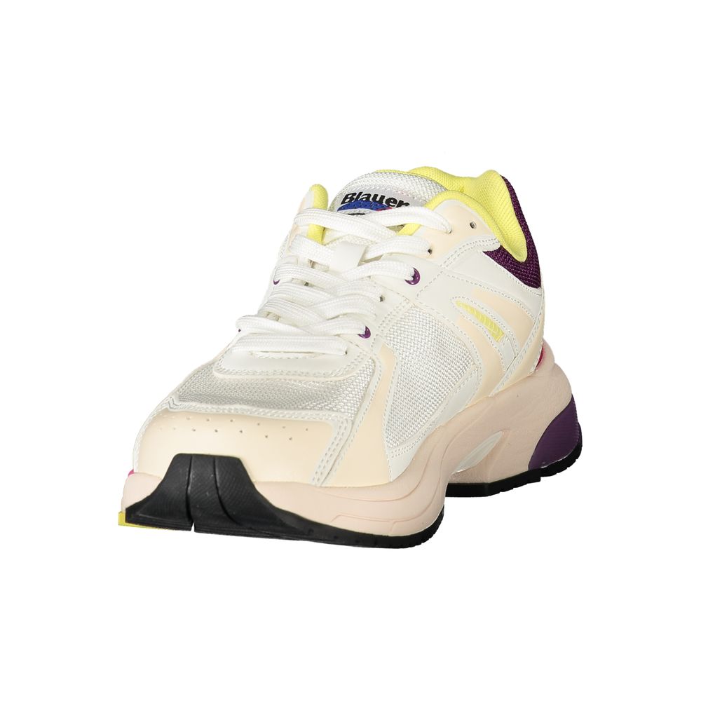 Athletic Sneakers by Blauer for women in polyester & polyurethane pink, purple, white, yellow & print showcases an impeccable silhouette, defined by an impeccable athletic style design that perfectly captures the essence of the Women's Athletic Polyester & Polyurethane Sneakers.