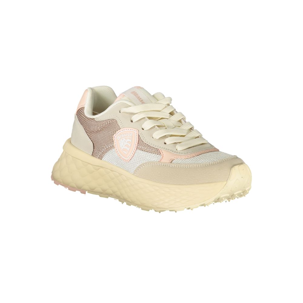 Sneakers by Blauer for women in polyester & polyethylene beige & pink features an sumptuous design from the Bear Women's Athletic Polyester & Polyethylene Sneakers collection, highlighting a sumptuous athletic style for a premium, high-fashion look.