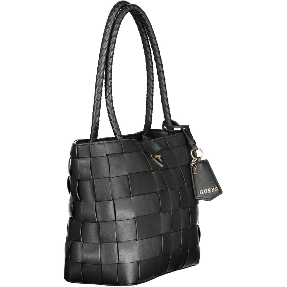 Shopper Handbag by Guess Jeans for women in polyethylene black presents a ornamental silhouette, showcasing a secure zipper, ample built-in-compartments & internal-pockets, and versatile for a ornamental finish.