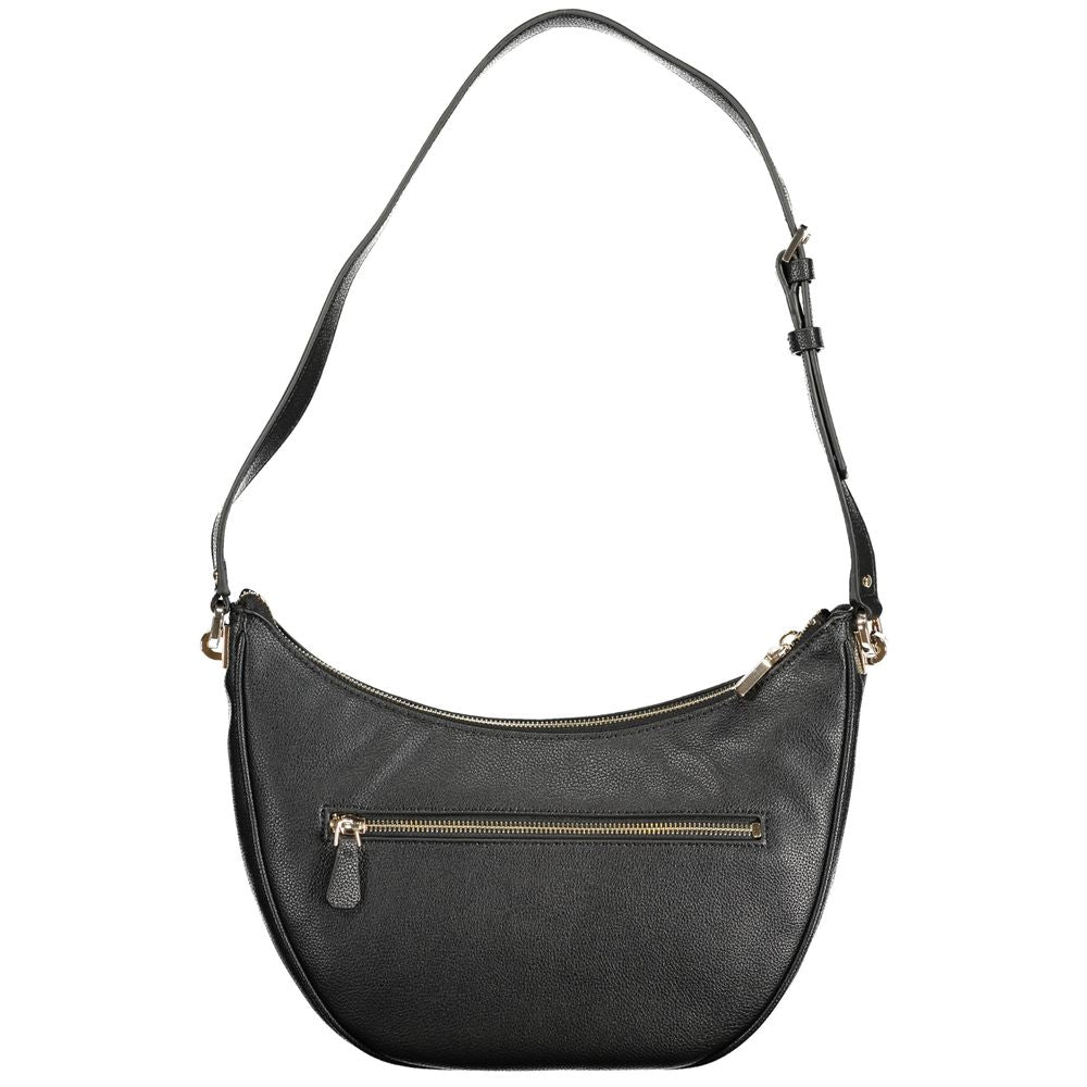Handbag by Guess Jeans for women in polyethylene black features a signature silhouette, showcasing a secure zipper and signature external-pockets & internal-pockets with versatile shoulder-strap & adjustable-strap for a sophisticated look.