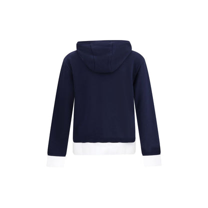 Sweatshirt Hoodie by Thom Browne for men in cotton blue & signature features an luminous silhouette, showcasing a sophisticated hooded neckline and for a truly luminous look.
