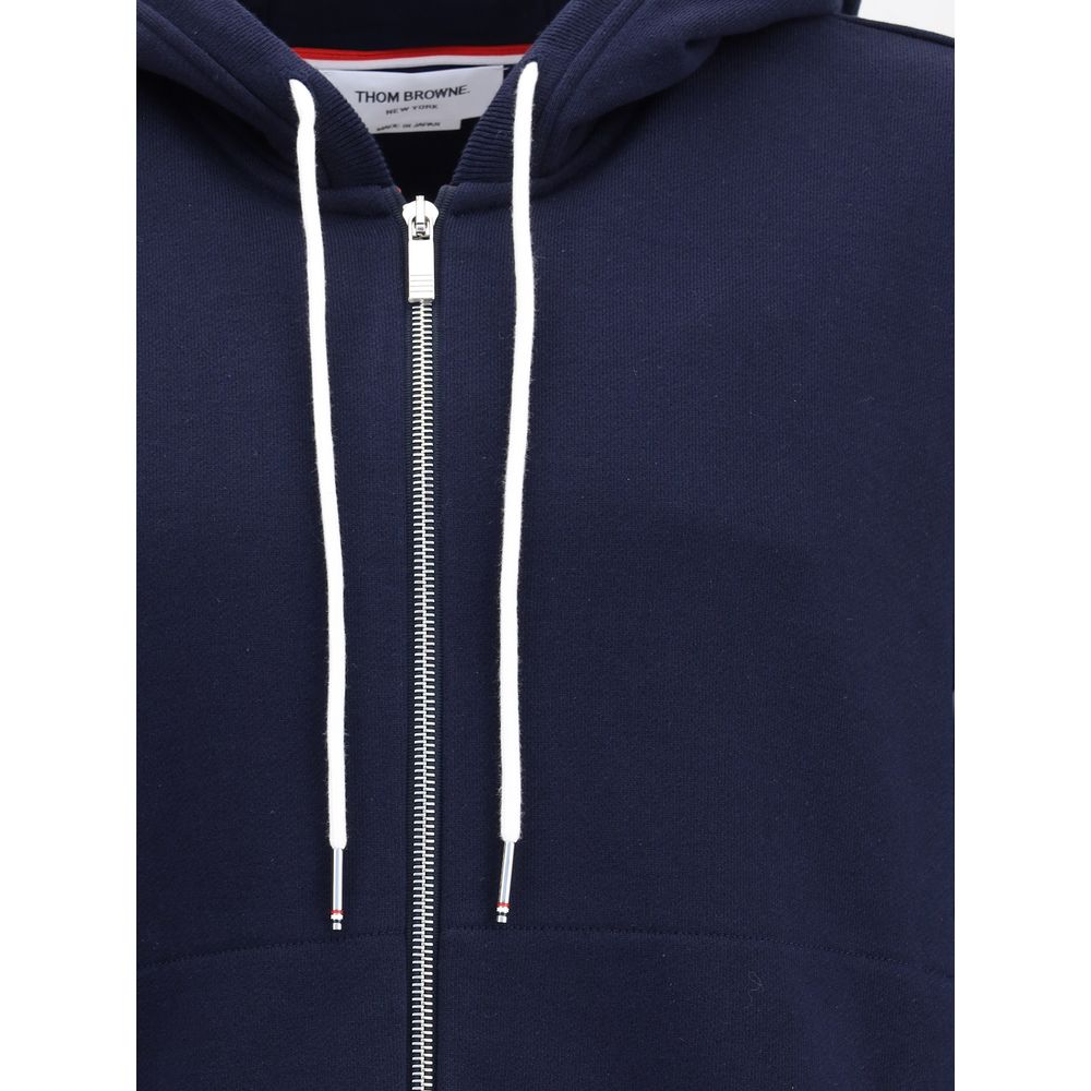 Sweatshirt Hoodie by Thom Browne for men in cotton blue & signature features a edgy silhouette, detailed with a edgy and for a refined finish.