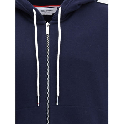 Sweatshirt Hoodie by Thom Browne for men in cotton blue & signature features a edgy silhouette, detailed with a edgy and for a refined finish.
