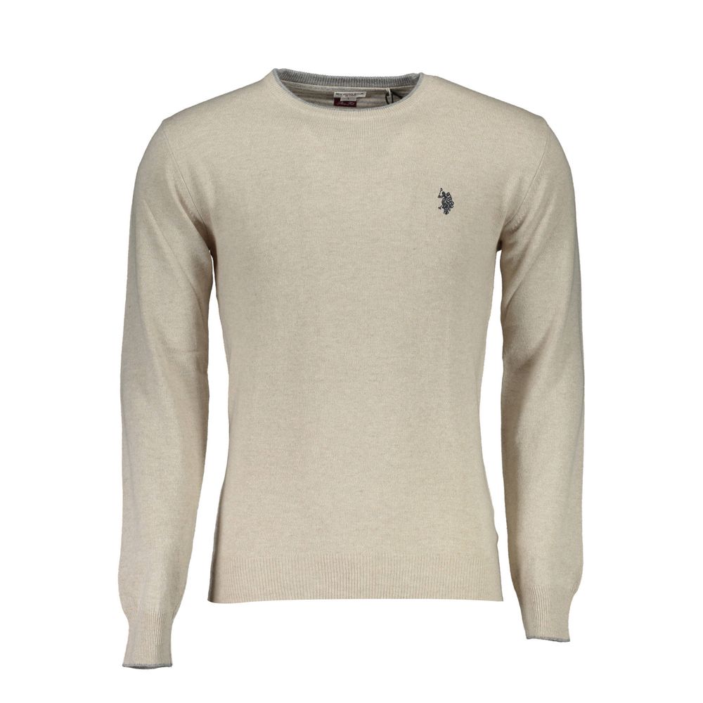 Sweater by U.S. POLO ASSN. for men in wool beige showcases a downtown chic silhouette, artfully finished with a downtown chic round neckline and for a sophisticated, high-end look.