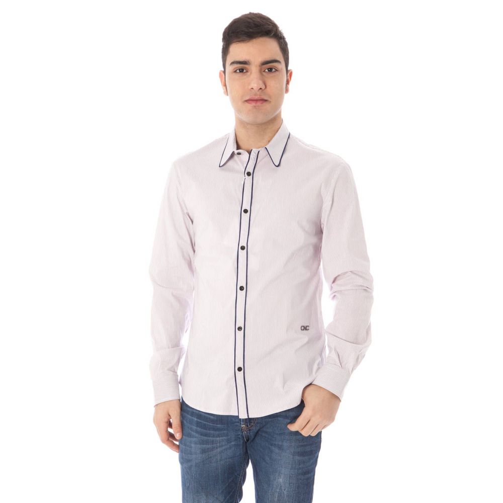 Shirt by Costume National for men in cotton pink features an architectural silhouette with a refined long-sleeve and elegant for a architectural look.