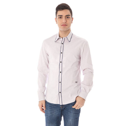 Shirt by Costume National for men in cotton pink features an architectural silhouette with a refined long-sleeve and elegant for a architectural look.