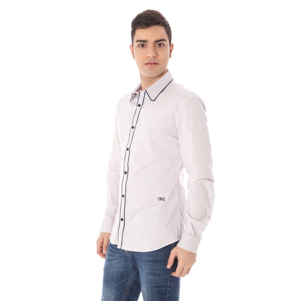 Shirt by Costume National for men in cotton pink showcases a sleek silhouette, elegantly detailed with a sleek and for a sleek finish.