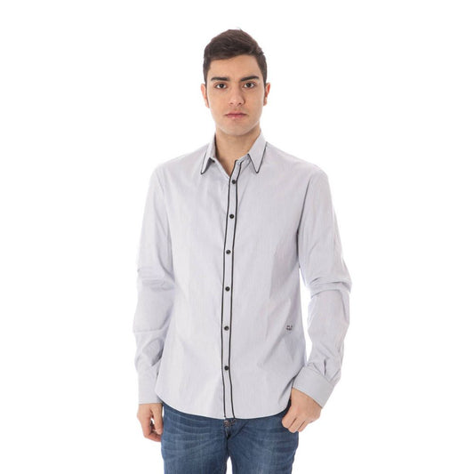 Shirt by Costume National for men in cotton blue presents a discerning silhouette, showcasing a sophisticated and long-sleeve for a truly discerning finish.