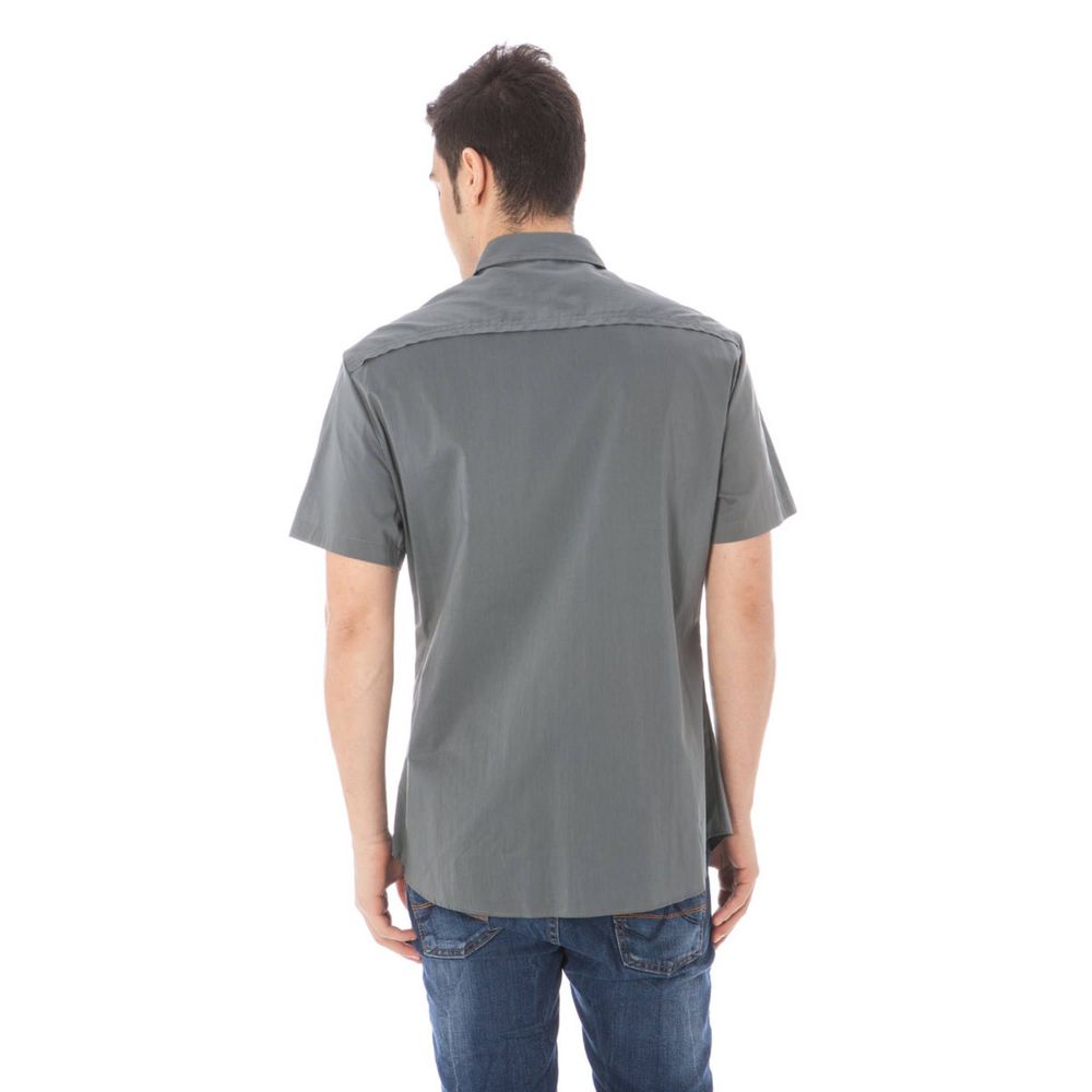 Shirt by Costume National for men in cotton gray features an architectural silhouette with a refined and elegant for a architectural look.