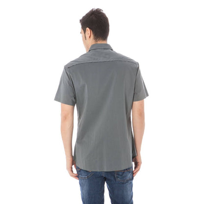 Shirt by Costume National for men in cotton gray features an architectural silhouette with a refined and elegant for a architectural look.