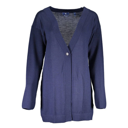 Sweater by Gant for women in wool blue showcases a sumptuous silhouette, artfully finished with a sumptuous and long-sleeve for a sophisticated, sumptuous look.