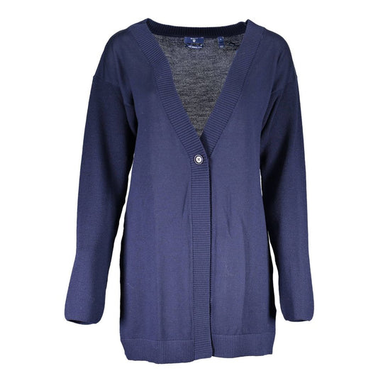 Sweater by Gant for women in wool blue showcases a sumptuous silhouette, artfully finished with a sumptuous and long-sleeve for a sophisticated, sumptuous look.