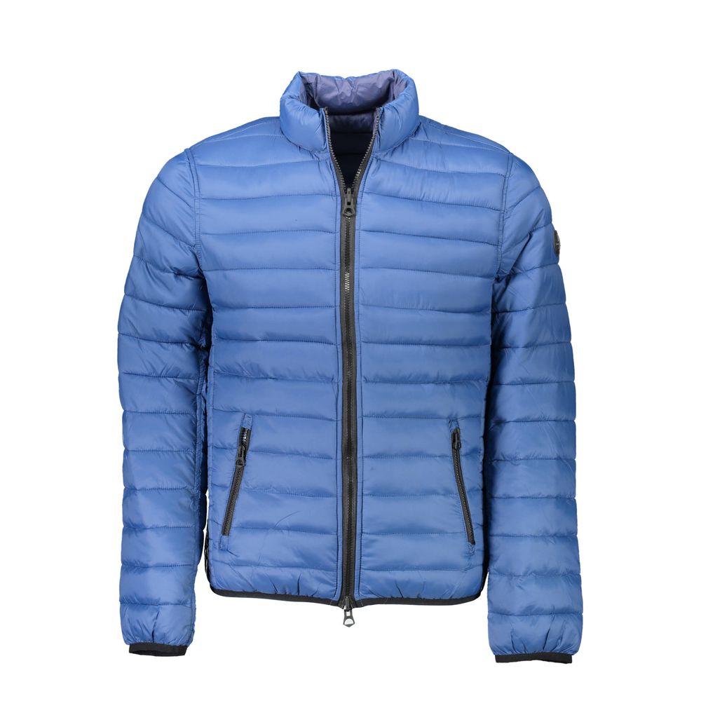 Jacket by U.S. POLO ASSN. for men in nylon blue features an utilitarian silhouette with a refined , showcasing sophisticated pockets for an utilitarian aesthetic.