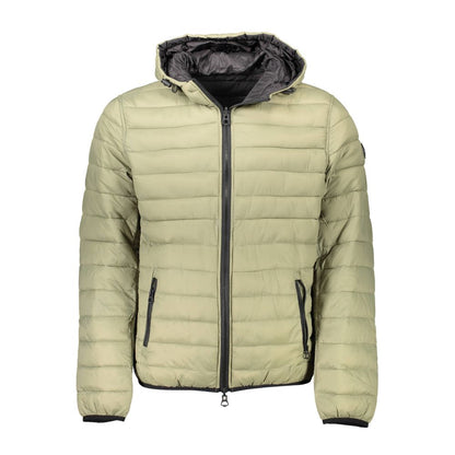 Hooded Jacket by U.S. POLO ASSN. for men in nylon green features an utilitarian silhouette with a refined hooded neckline, showcasing sophisticated pockets & hooded for an utilitarian aesthetic.