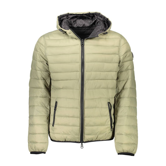 Hooded Jacket by U.S. POLO ASSN. for men in nylon green features an utilitarian silhouette with a refined hooded neckline, showcasing sophisticated pockets & hooded for an utilitarian aesthetic.